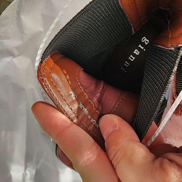 New Gianni Bini Banks Double Gore Square Toe Leather Chelsea Boot Cognac Brown 6 - Picture 9 of 10